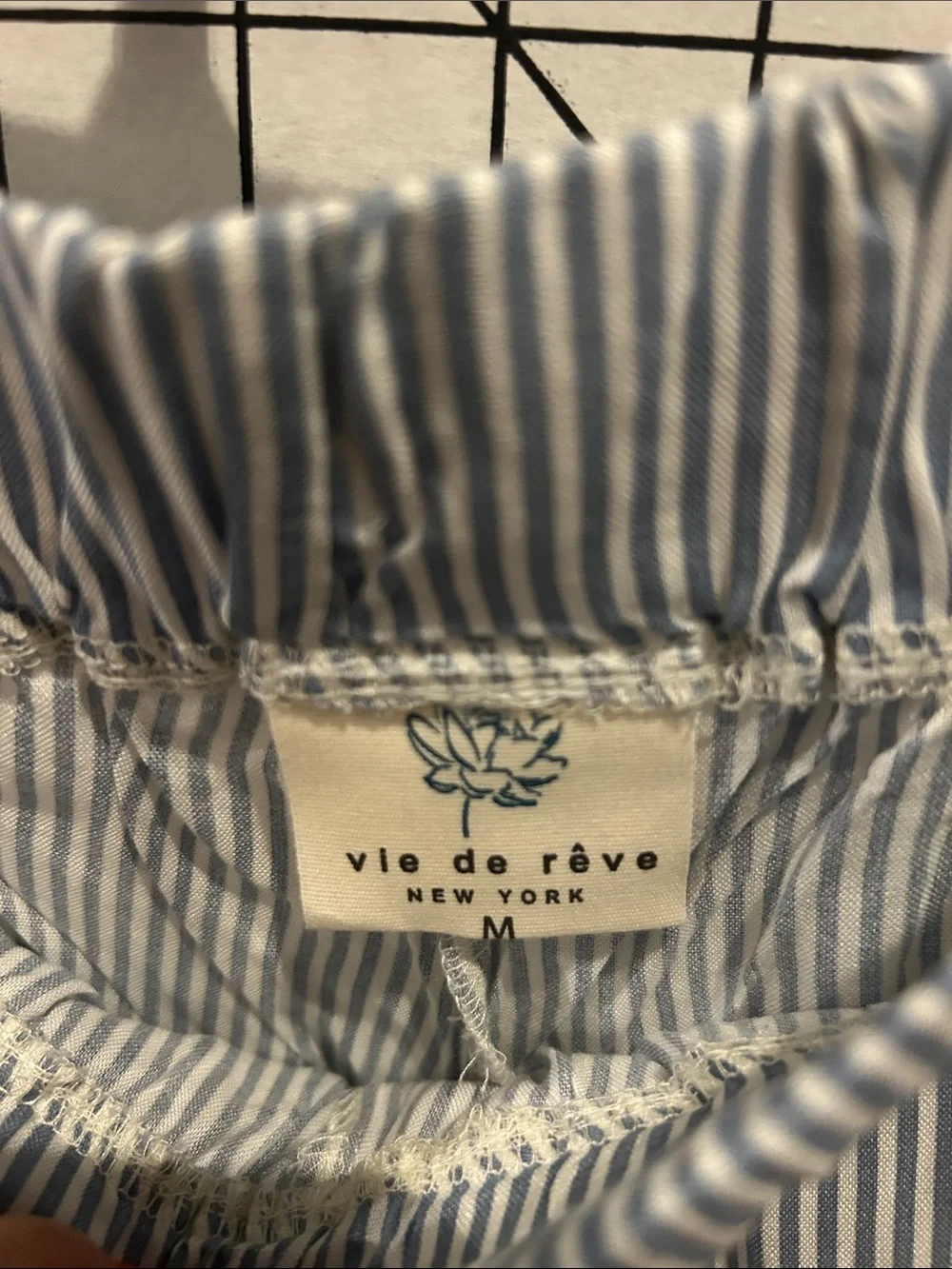 Vie de rêve Light Blue & White Pinstripe Drawstring Joggers